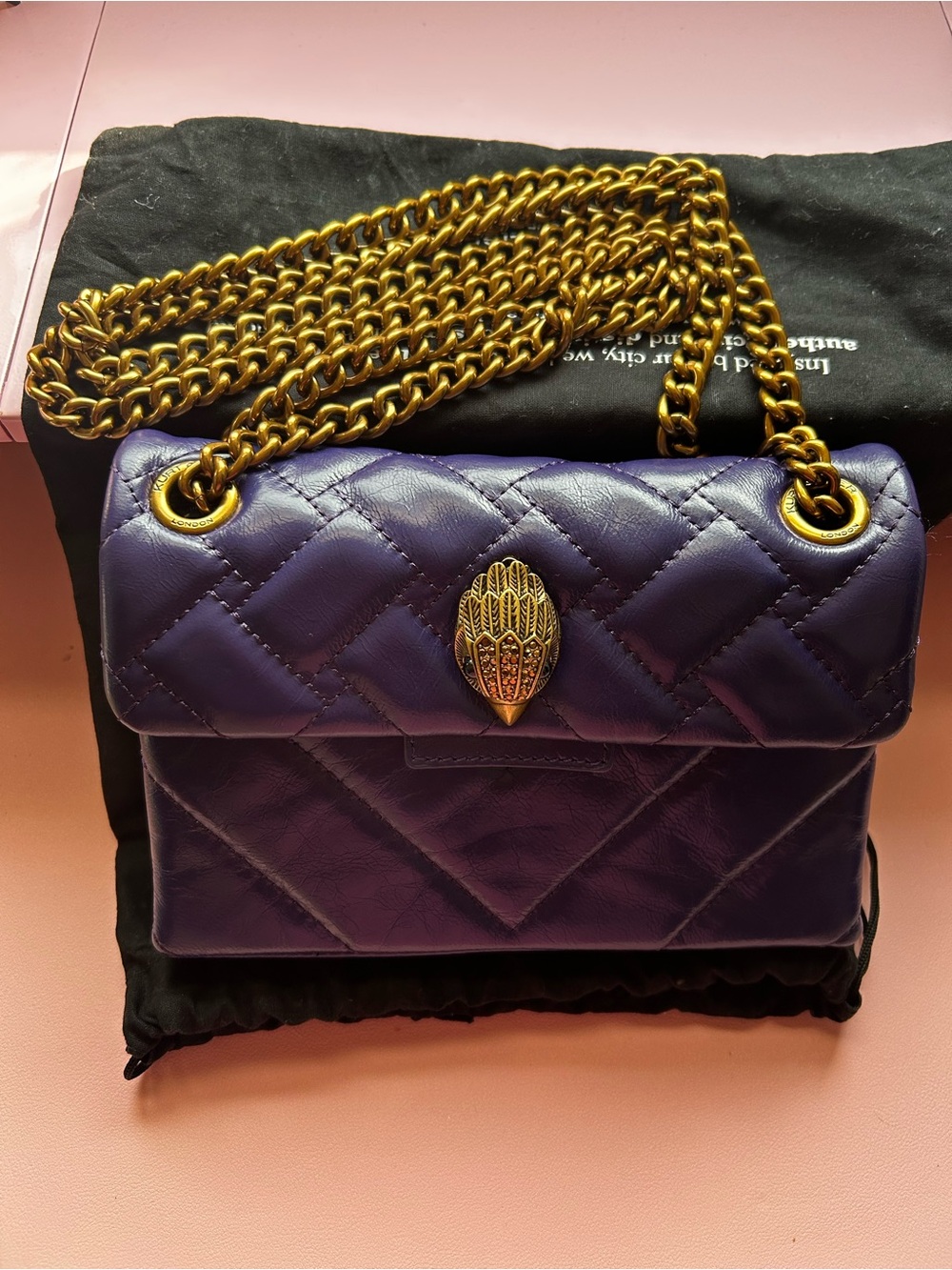 Kurt Geiger Mini Kensington Leather Bag | Purple |
Gold Chain
